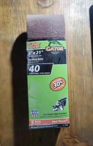 GATOR POWER Sanding Belts 40 Grit 3" x 21" 5-Pack 76mm x533mm Extra Coarse NIP - Picture 1 of 3