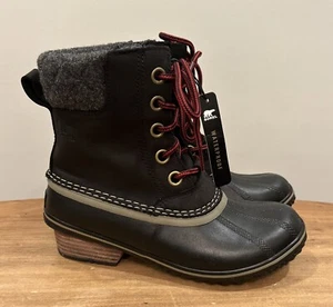 SOREL Womens Slimpack Lace II Boot Size 6 Black NL2348-010 Snow Winter Duck Boot - Picture 1 of 5