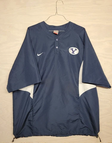 Nike BYU Cougars Men's SZ XL Pullover Windbreaker Jacket Vented Kangaroo Pocket Cover