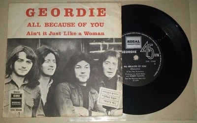 GEORDIE (AC/DC) ALL BECAUSE OF YOU RARE ISRAELI 7" EP NM DIFFERENT COVER ISRAEL - Image 1 of 2