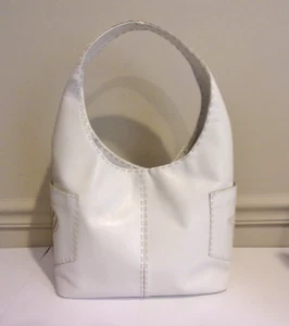 Hype Smooth White Genuine Leather, Embroidered Exterior Pockets Hobo Sh.Bag - Picture 1 of 12