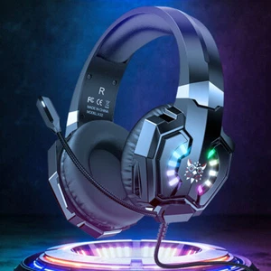 Wired Over Ear Headphones with Mic & RGB for PS4 XBox One PC Laptop Tablet - Photo 1/10