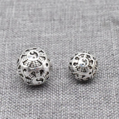 4 Stück 925 Sterling Silber Taichi Runde Perlen Feng Shui Armband Spacer - Bild 1 von 4