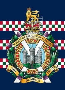 KINGS OWN SCOTTISH BORDERERS CAP BADGE PRINTED ON A METAL SIGN. A3, 4 HOLES. - Picture 1 of 1
