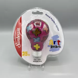 Sunbeam Art Light Bulb Hand Painted 25W A19 130V Medium Base 2003 Plus Signs - Picture 1 of 4