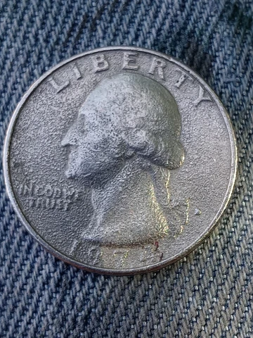 1974 Washington Quarter D Mint Mark thin clad observe side Cover