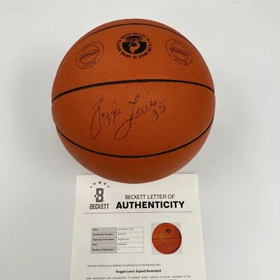 Rare Reggie Lewis Single Signed Molten Basketball Boston Celtics JSA COA - Image 1 of 4