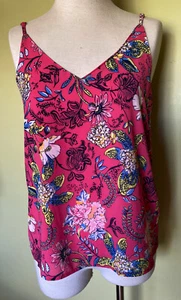 Women's Cami Tank Top Spaghetti Strap V-Neck Pink Floral Cotton:On Size XS/8 - Picture 1 of 5