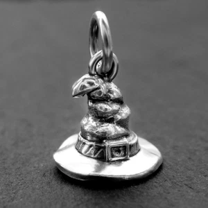 925 Sterling Silber Halloween Hexenhut Anhänger Charm Zauberer Zauberer Hut 3,3g - Bild 1 von 9