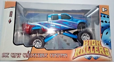 Camioneta pick-up Ford F-250/350 azul con calcomanías rodillos altos elevada diecast 1/43 Foto 1 de 4