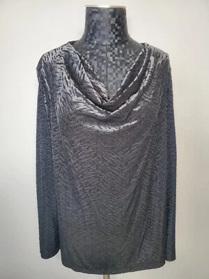 Top Dana Buchman Talla XL Manga Larga Abstracto Animal Gris Negro Burnout Capucha Cuello  Foto 1 de 4