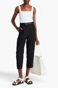VINCE. Cropped Wool Blend Tapered Pants Women's XXS Black Elastic Waist Pull On - Picture 1 of 14