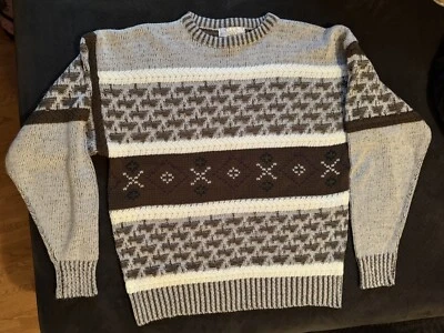 Suéter De Colección XL Cosby Club Inter Tejido Años 90 Cuello Redondo Multicolor Geométrico Marrón Tostado Foto 1 de 4