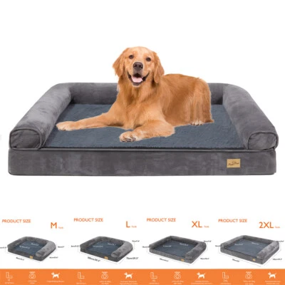 Orthopedic Memory Foam Large Dog Bed with Pillow Washable Cover Waterproof Liner - Image 1 of 4