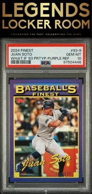 2024 Topps Finest What If 1993 Finest Prototypes Juan Soto Purple Ref PSA 10 - Image 1 of 2