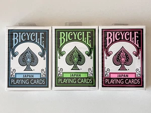 Bicycle Japan Spielkarten (schwarz/blau, schwarz/grün & schwarz/pink) in DS1s neu - Bild 1 von 20