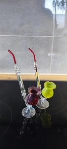 2 Schnapspfeifen, Cognacpfeifen, Glas, 2 Farben, ca. 25 cm - Bild 1 von 4