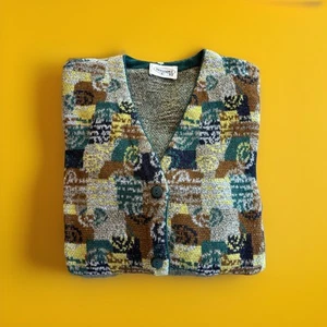 Missoni Sport Vintage Unisex Pullover Wolle Strick Cardigan Wirbel Abstrakt 80er - Bild 1 von 20