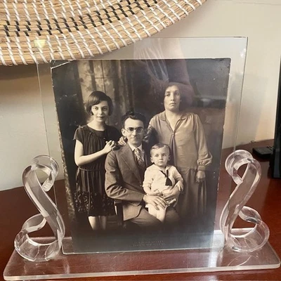 Art Deco Vintage Lucite & Glass Picture Frame 8 x 10 Photo - Image 1 of 4