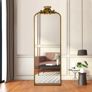 Gold Arched Full Length Mirror Floor Stand Decorative Wall Mounted Vintage Bo... - Picture 1 of 7