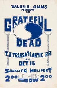 Grateful Dead 1966 Sausalito, CA Heliport Framed Concert Poster - Picture 1 of 2