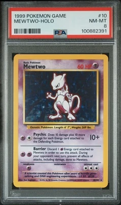 1999 Pokemon Base Set Unlimited Mewtwo #10 Holo Rare PSA 8 - Image 1 of 2