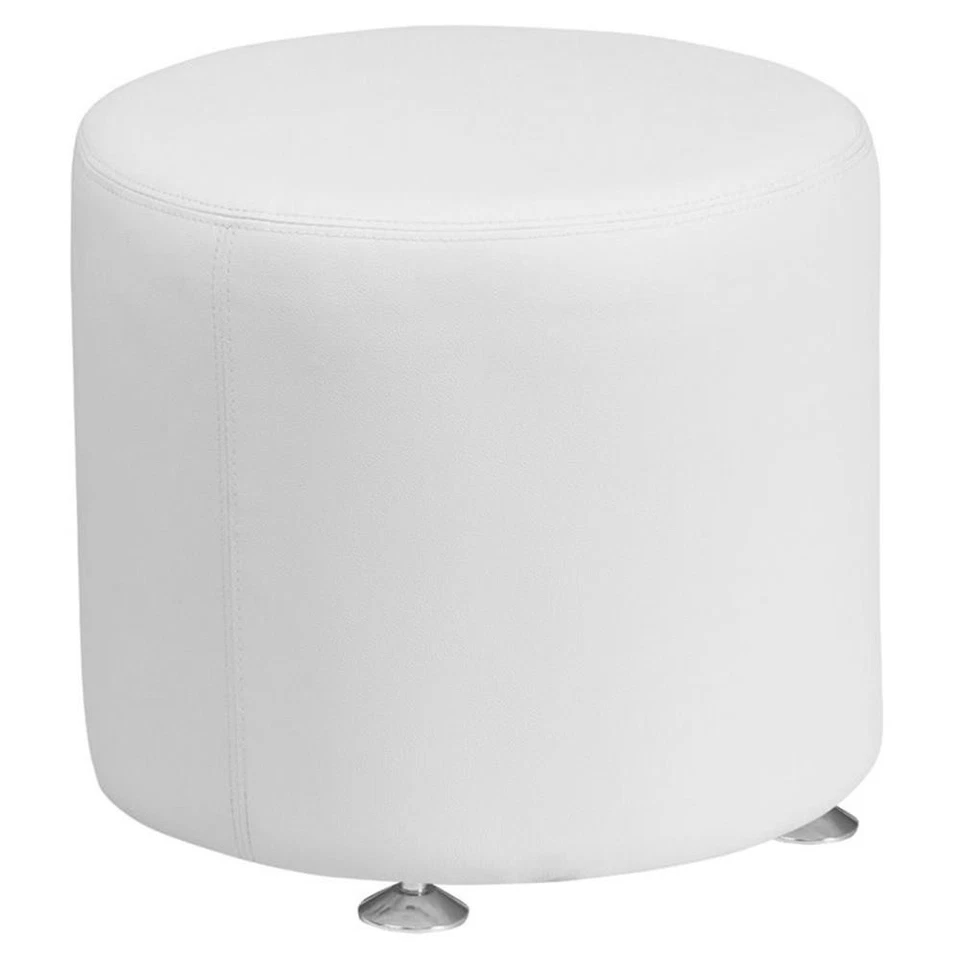 Flash Furniture Leather 18" Round Ottoman in White - Image 1 of 1