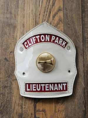 Vtg Leather Fire Helmet Front Firefighter Clifton Park Lieutenant New York USA - Image 1 of 4