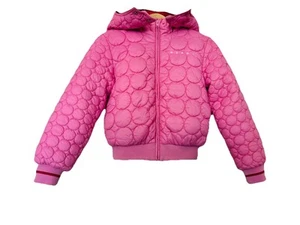Marni Girls Pink Hooded Quilted Bomber Jacket Coat Kids Sz 10 Embroidered Logo - Picture 1 of 12