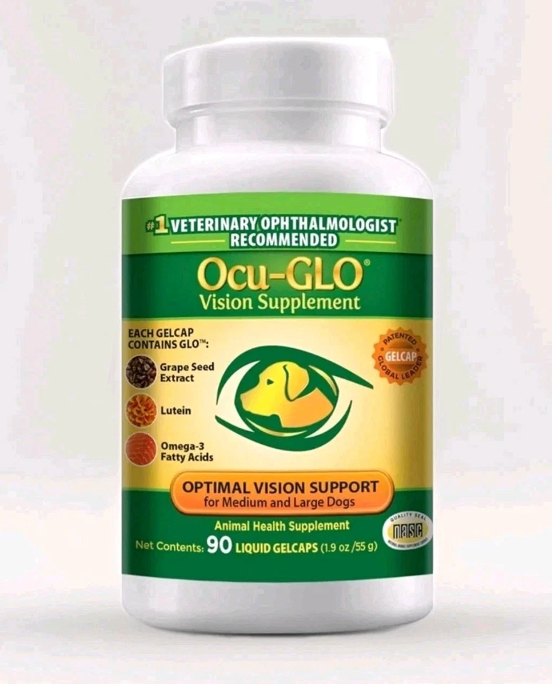 Ocu-GLO Canine Vision Supplement for Medium/Large Dogs over 11lbs, 90 GelCaps