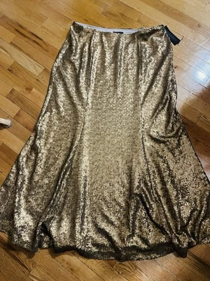 Falda de lentejuelas Lane Bryant para mujer talla 18 cintura elástica dorada nueva con etiquetas $148 al por menor Foto 1 de 4