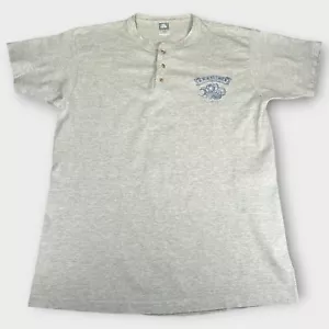 Cotton Deluxe Men's Gray Henley T-Shirt Size XL R.W. Knudsen Graphic Logo Casual - Picture 1 of 15