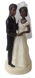 Black Bride and Groom Cake top figurine 4.5" tall - Picture 1 of 1