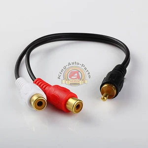RCA AUDIO Y cord SPLITTER CABLE 1 ONE M MALE MONO JACK TO 2 TWO F FEMALE PLUG - Picture 1 of 2