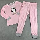 Holiday Time Pajama Set Womens Small Pink Snow Queen Penguin Lightweight