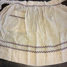 Vintage Smock Cooking Apron Brown Yellow With Pocket Retro
