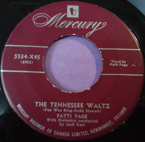 PATTI PAGE ~ The Tennessee Waltz - Vintage 45rpm Record in Canada - Picture 1 of 2