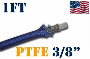 3/8" 10MM NYLON STAINLESS STEEL BRAIDED PTFE E85 FUEL HOSE BLUE 1FT-PL - Picture 1 of 2