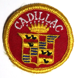 Vintage Cadillac 2" Patch Emblem Badge Uniform Red White Yellow Circle Sew On E9