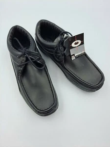 Boy's Gola Black Leather Moccasin Shoes EIger Casual School Older Boys - Picture 1 of 9