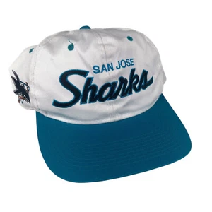 De colección San Jose Sharks Script Snapback Sombrero Firmado por Ron Sutter NHL Sarga Defectos - Imagen 1 de 18