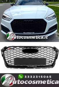 GRIGLIA ANTERIORE AUDI A5 F5 2016+ CALANDRA S5 RS5 NIDO D'APE NERA QUATTRO+LOGO - Photo 1/9