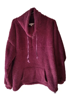 SO Mujer XL Granate Manga Larga 1/4 Cremallera Imitación Piel Pullover Sudadera #182 Foto 1 de 4