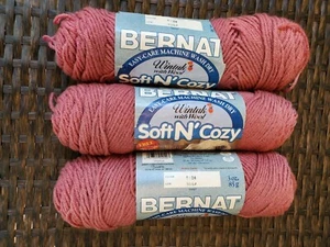Lot of 3 Bernat Soft N' Cozy Yarn Thistle Mauve Color - Picture 1 of 2