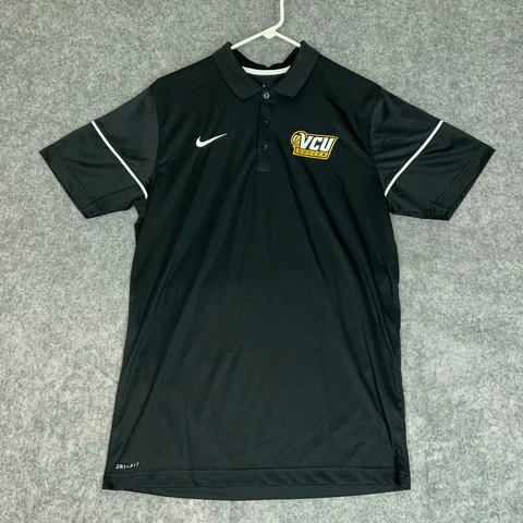 VCU Rams Mens Shirt Medium Black White Polo Nike NCAA Soccer College Dri Fit Top Cover