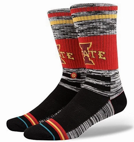 STANCE Iowa State University Varsity Stripe Red Black Crew Socks NEW Mens L 9-12 Cover