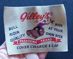 Gilley's Pasadena, TX Ride At Your Own Risk Embroidered Sew On Patch - TAG STYLE - Picture 1 of 5