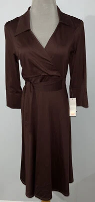 A.P.N.Y. Vestido tejido con cinturón elástico marrón By Alyn Paige manga 3/4 talla M (nuevo con etiquetas) Foto 1 de 4