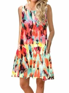 Summer Dress Women Girl Floral Boho Graphic Sleeveless Fashion Skirt G Sundress - Picture 1 of 2