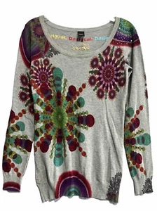 Suéter Desigual Mujer Talla Med Geo Burst Floral Color Pullover Algodón Spellout - Imagen 1 de 11